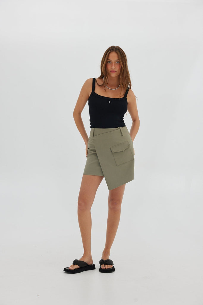 Wrap Skirt - Khaki Mini Skirt Toast Society 