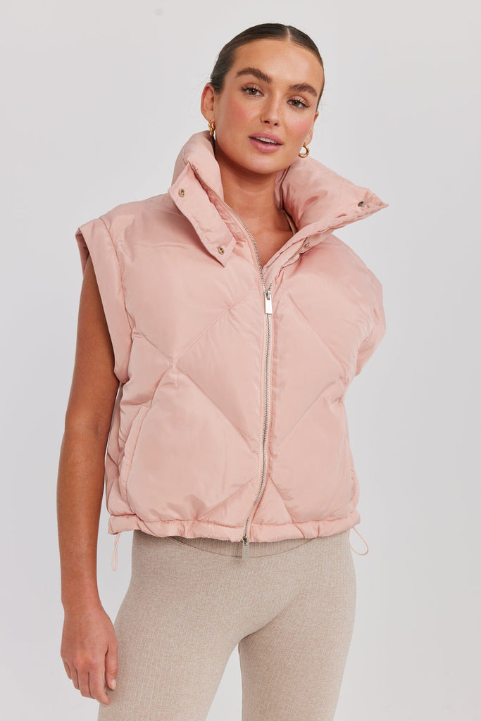 Neptune Puffer Jacket/Vest - Chalk Pink Coats & Jackets Toast Society 